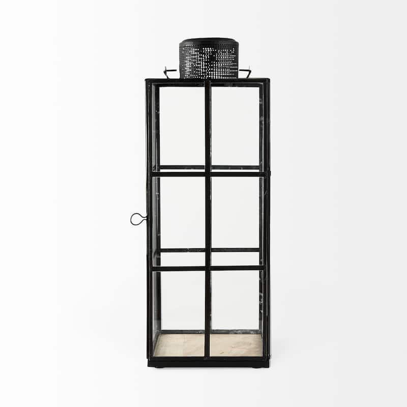 Gamfield Small Black Metal & Glass Candle Holder Lantern