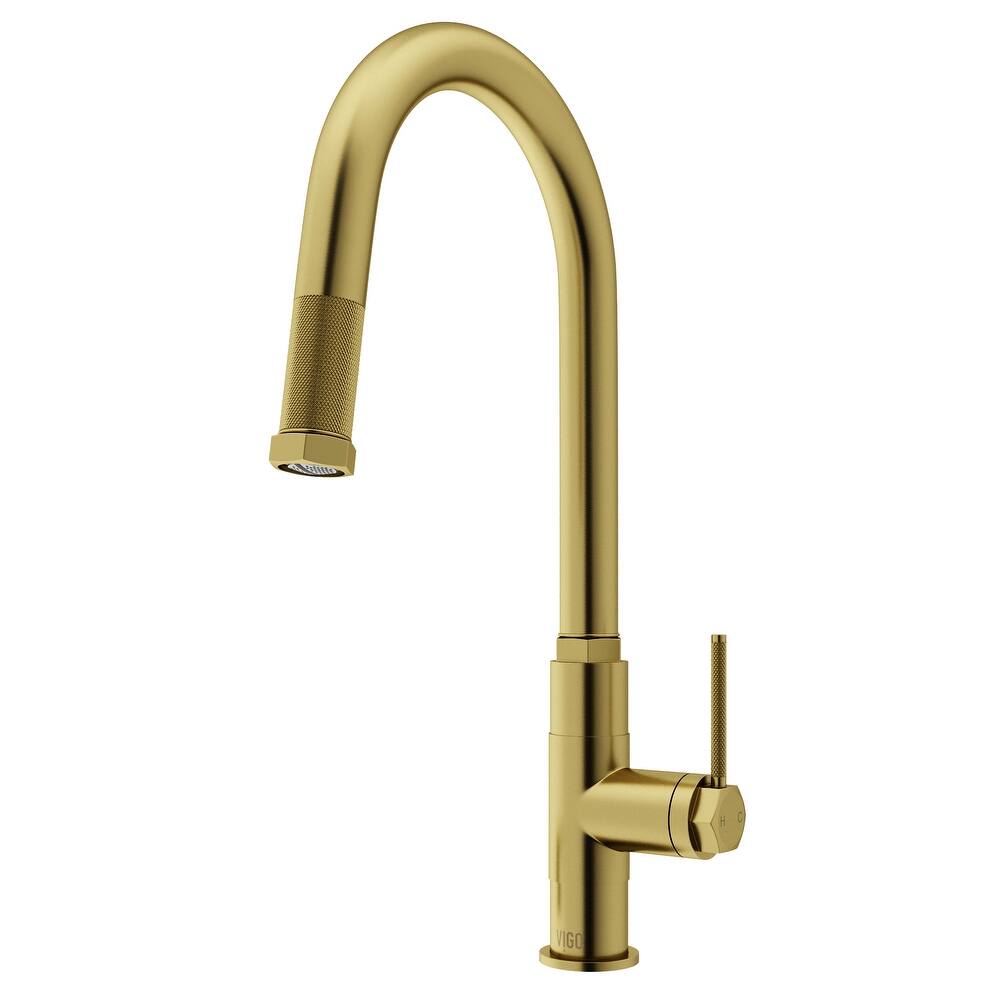 VIGO Hart Arched 18" H Single Handle Pull-Down Kitchen Faucet