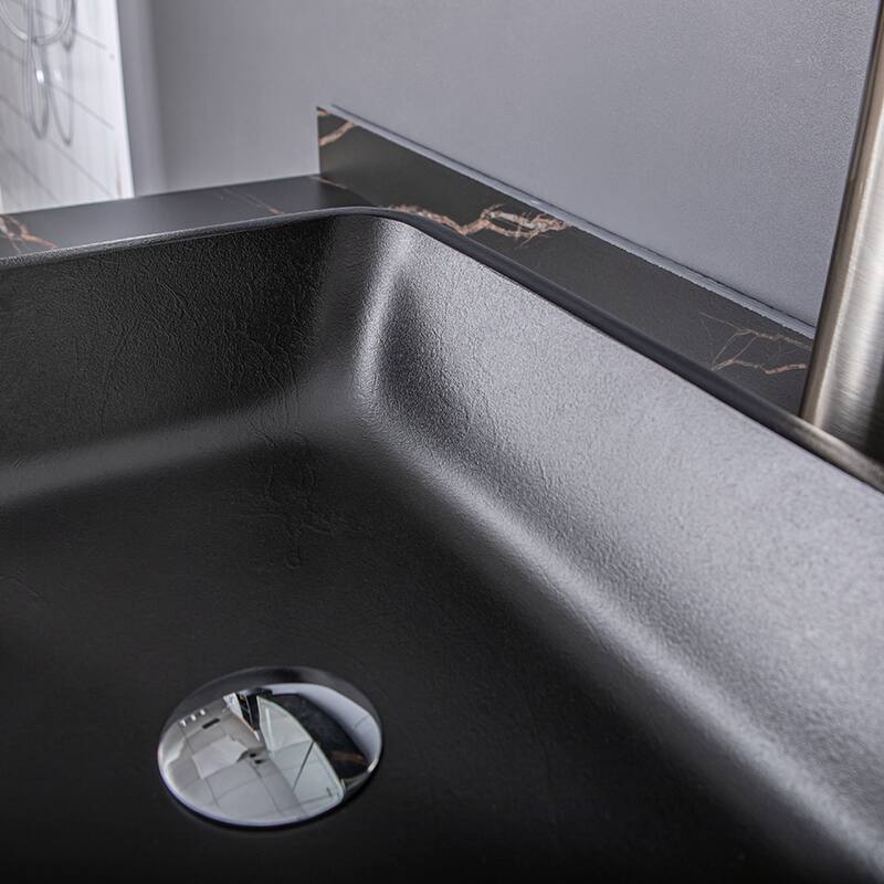 Vinnova Glass Rectangular Vessel Bathroom Sink without Faucet