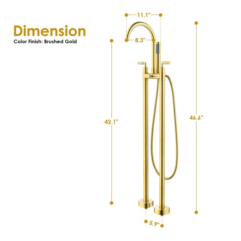 Altair Gnosall Double Lever Handle Freestanding Floor Mounted Tub Filler with Handshower