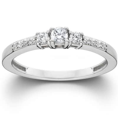 1/2ct Three Stone Round Diamond Engagement Ring White Gold