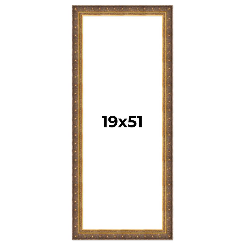 19x51 Frame Vintage Gold Solid Wood Picture Frame | 2.5 Inch Moulding