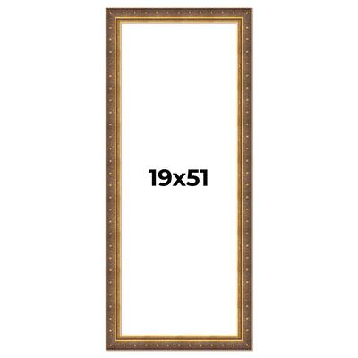 19x51 Frame Vintage Gold Solid Wood Picture Frame | 2.5 Inch Moulding