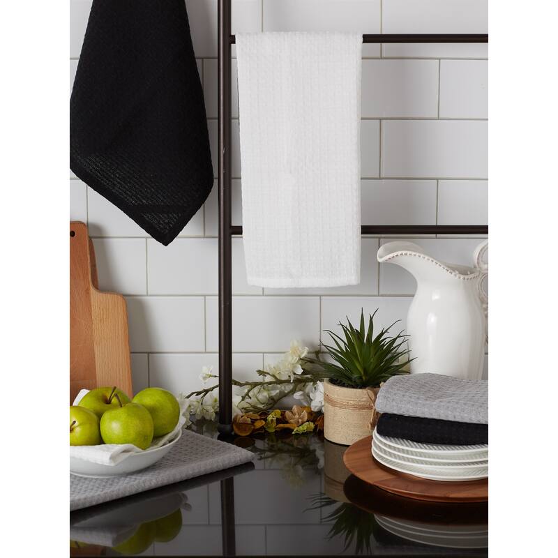 DII Black Recycled Cotton Waffle Dishtowel (Set of 6)