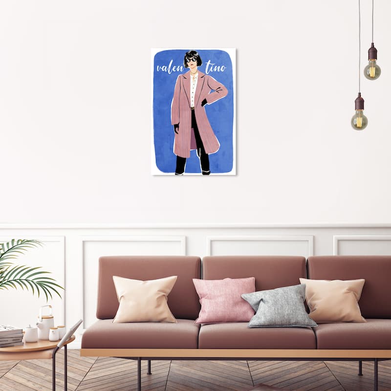 Wynwood Studio Canvas Fashion and Glam Fashionista Stripes Blue and Dark Blue Modern & Contemporary Wall Art Canvas Print - 30 x 20