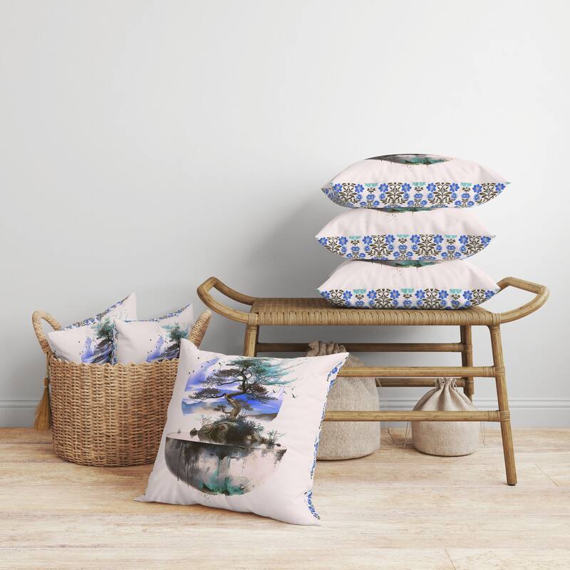 Blossom Bliss Bodhi Faux Suede Reversible Throw Pillow Pink and Blue