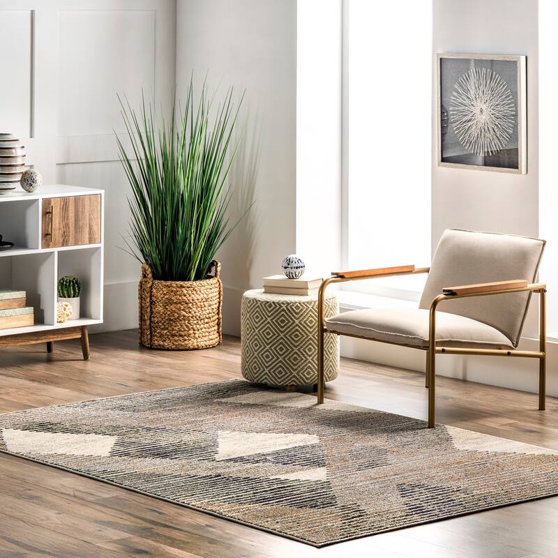 Nuloom Adrienne Durable Abstract Contemporary Area Rug - 6'7" x 9' - Grey - Rectangle