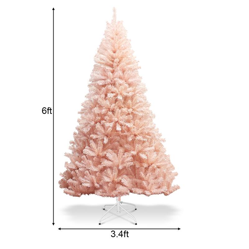 Gymax 6ft/ 7ft Pink Classic Pine Christmas Tree Artificial Hinged - See Details