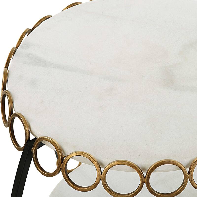 Chainlink Marble Side Table - 25.25" - White and Gold