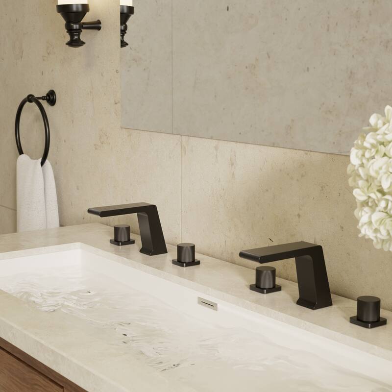 GRANDJOY 2-Pack Waterfall Bathroom Sink Faucets 3-Hole 2-Handle Vessel Sink Faucet