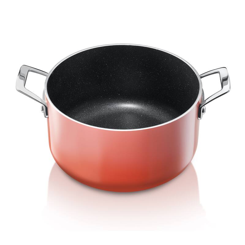 Granitestone Diamond 5 Quart Stock Pot Gradient Nonstick Pasta Pot with Lid - Coral