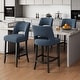 preview thumbnail 52 of 59, Upholstered Counter Height Bar Stools with wood legs for Kitchen Island Dining Room Set of 4 - Blue