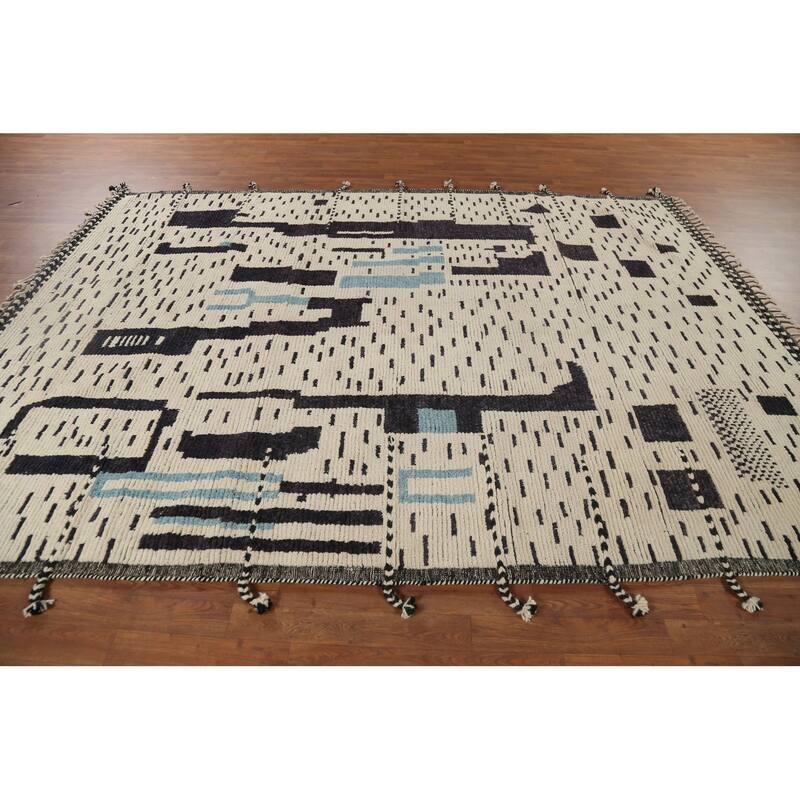 Moroccan Abstract Rug Hand-Knotted Wool Carpet - 7'8"x 10'3"