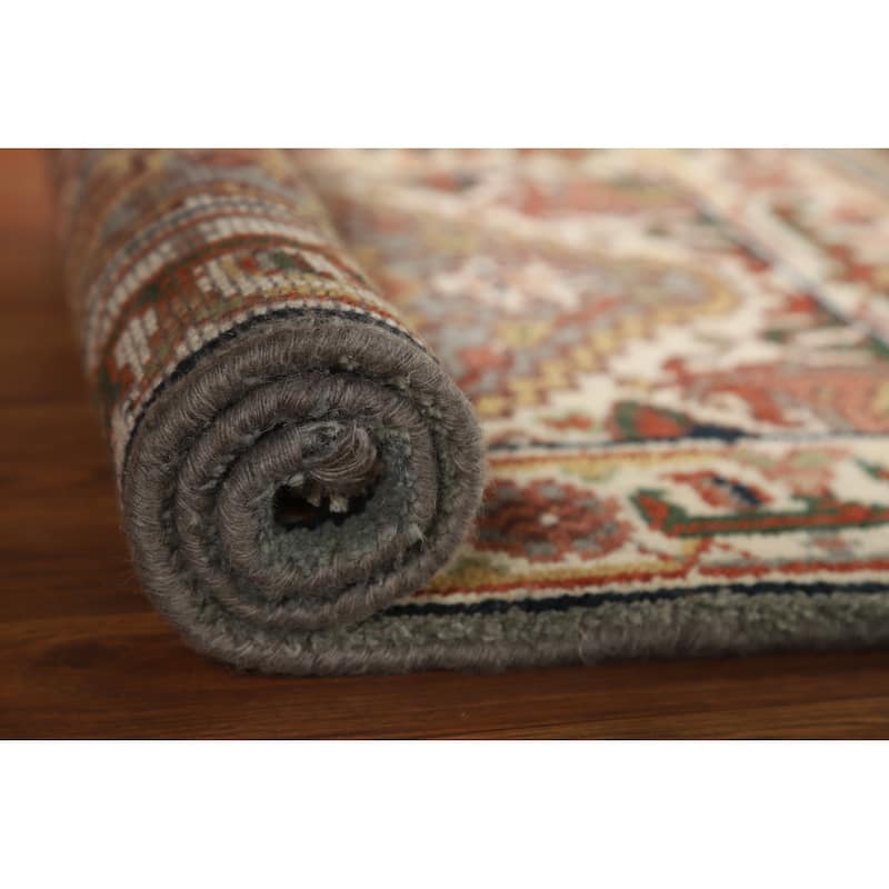 Geometric Grey Heriz Serapi Foyer Rug Hand-Knotted Wool Carpet - 2'0" x 3'0" - 2'0" x 3'0" - Grey