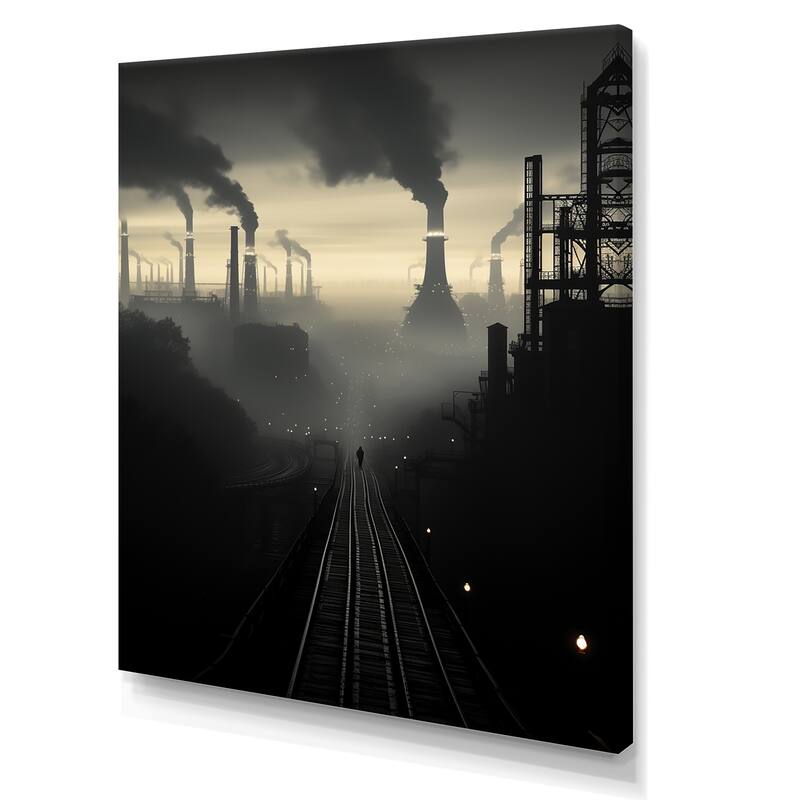 Designart "Monochrome Factory Copper Industry" Factories Wall Art