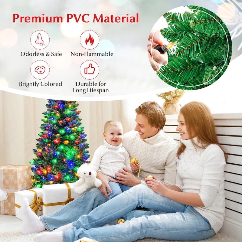 Gymax 4.5ft Colorful Lights Spruce Hinged Tree with 150 Colorful LED - See Details