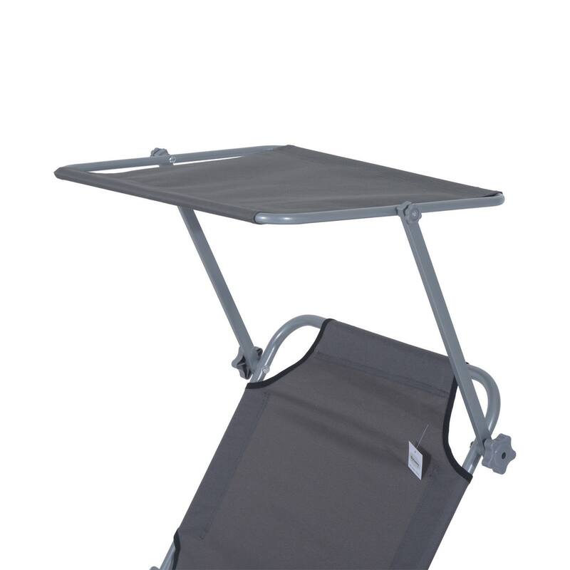 Outdoor Sunbathing Folding Recliner with Canopy Awning