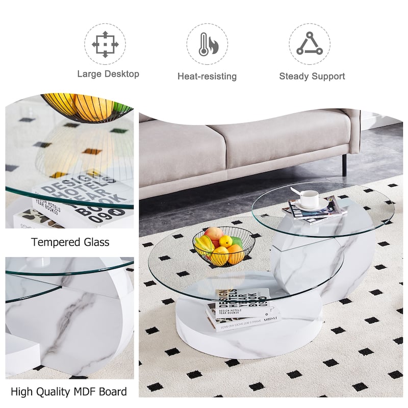 Modern and Practical Double-layer Round Coffee Table Sofa Side Table
