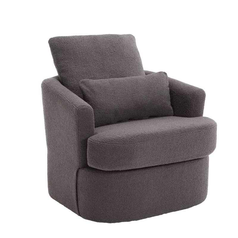Comfy Round Accent Sofa Chair for Living Room, 360 Degree Swivel Barrel Club Chair for Nursery, Hotel, Bedroom, Office, Lounge