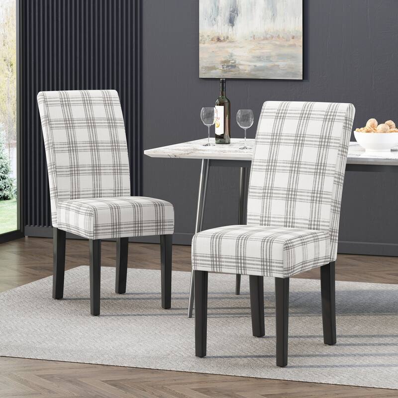 Fabric Dining Chair Set of 2, Upholstered Living Room Chair, No Arms Side Chair High-Back Accent Chair with Wood Legs