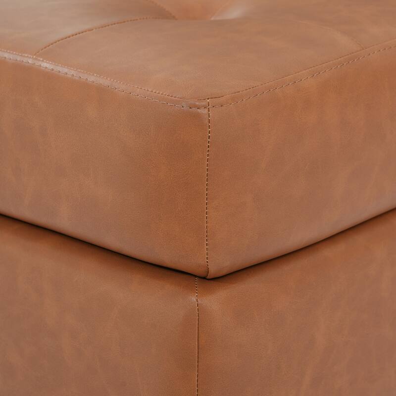 Christopher Knight Home- Modern Mid-Century Upholstered Tufted Ottoman with Solid Wood Legs & Versatile Use