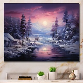 Designart "Pine Tree Winters Magic I" Tree Pine Canvas Prints - Bed ...