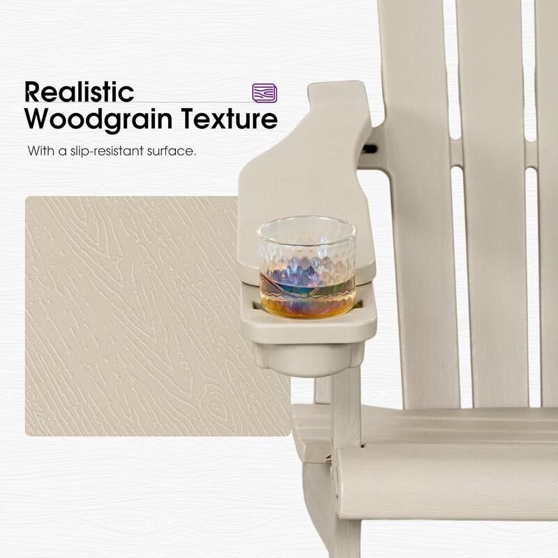 PURPLE LEAF All-Weather HDPE Adirondack Chair - Oversized Seat, Dual Cup Holders for Patio/Garden/Deck/Backyard