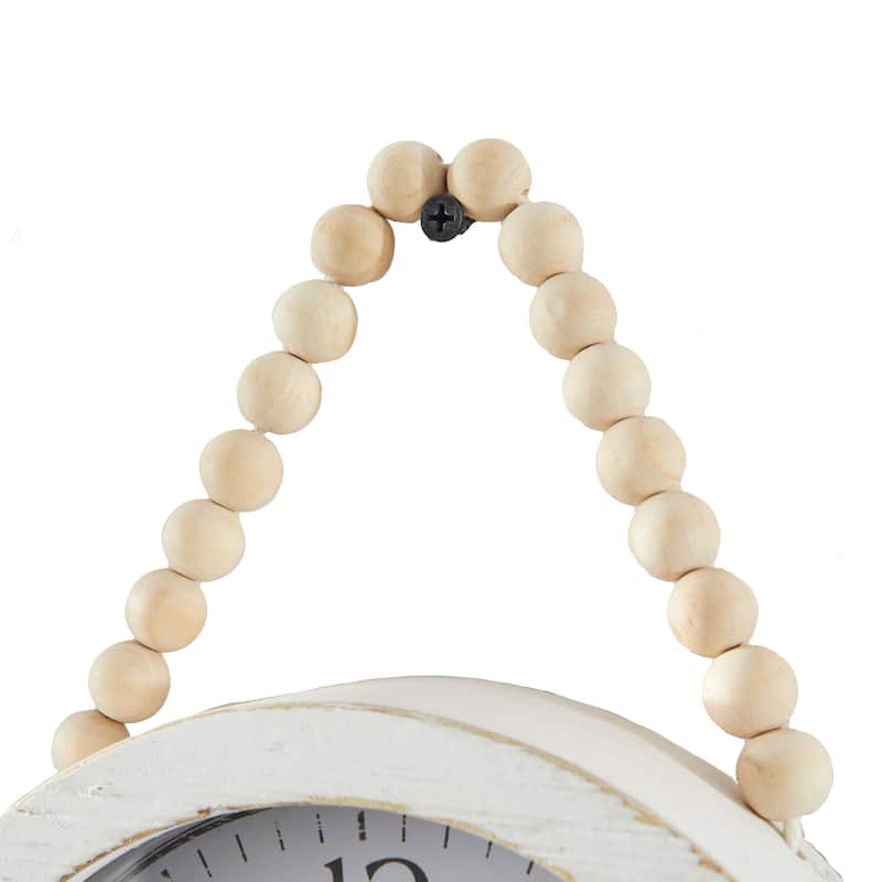 White Wood Wall Clock with Rope Strap (Set of 3)