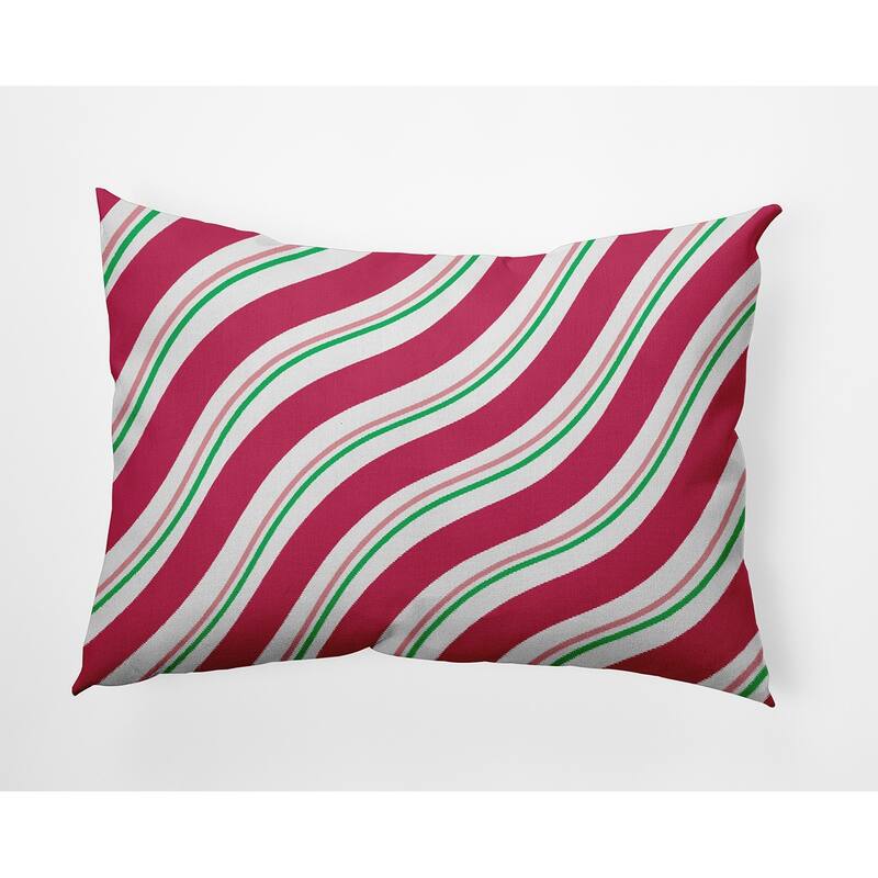 Candy Stripes Christmas Accent Pillow - 14" x 20" - Holiday Pink