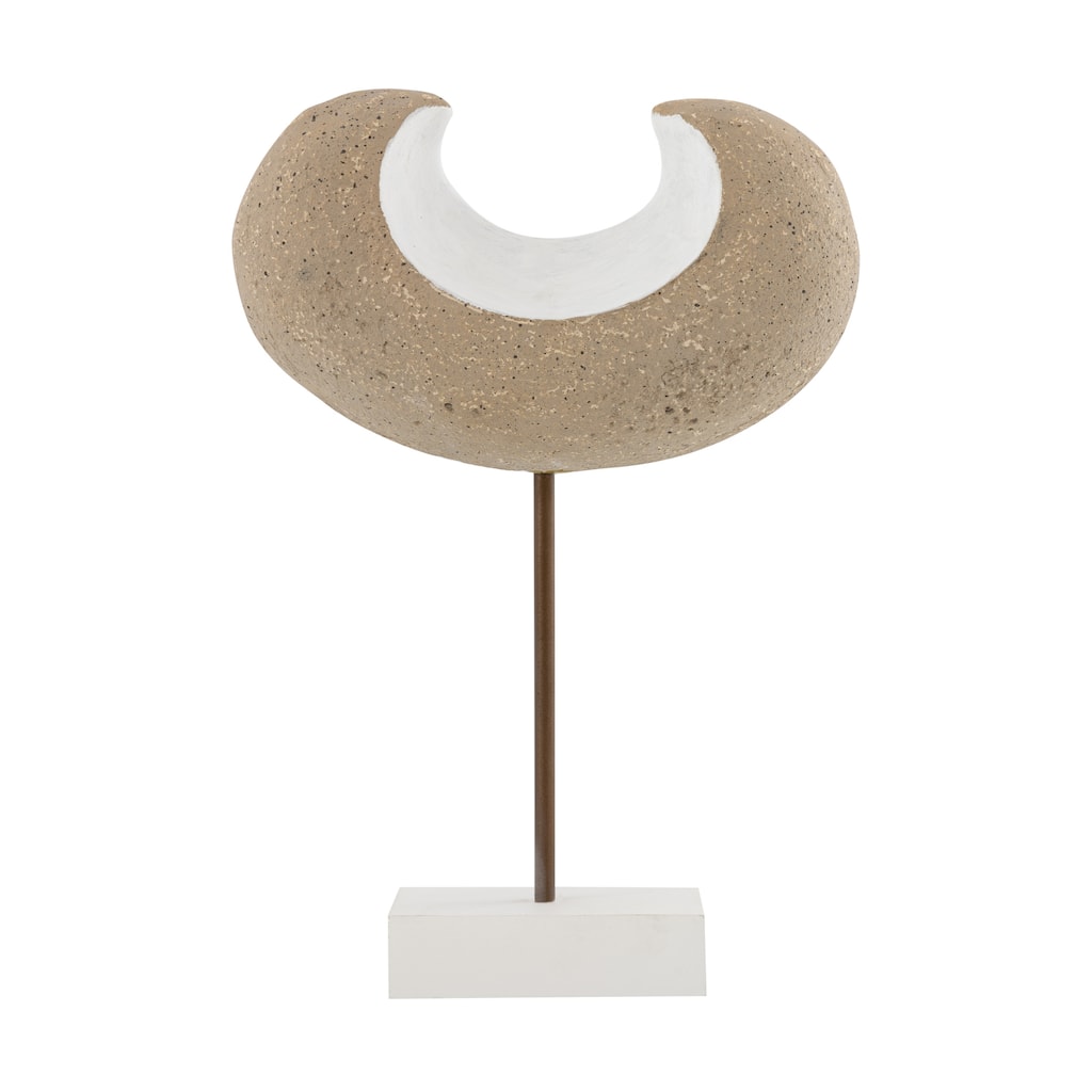 Curved Sculpture Decoration - 17" - Beige and White