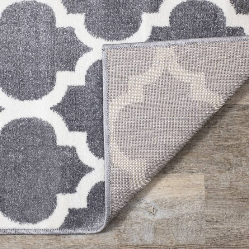 Covington Collection - Grey/Cream Ogee Pattern Rug