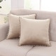 preview thumbnail 53 of 89, Deconovo Velvet Pom-poms Throw Pillow Covers 2 PCS(Cover Only) 16x16 - Light Khaki