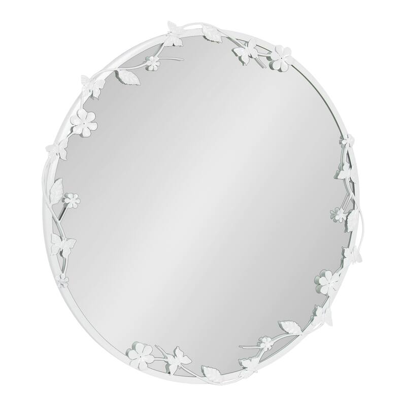 Kate and Laurel Rosella Floral Wall Mirror Metal - 26x26 - White