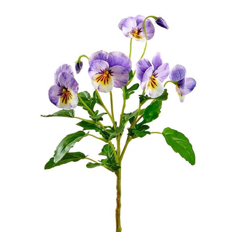 Two-Tone Pansy Artificial Floral Spray - 15" - Amethyst Purple