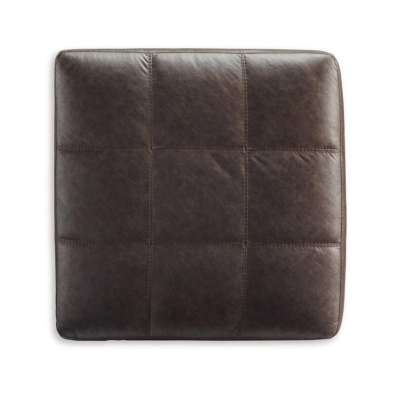 Barl Oversized Ottoman, Plush Dark Brown Faux Leather Cushion, 36 Inch