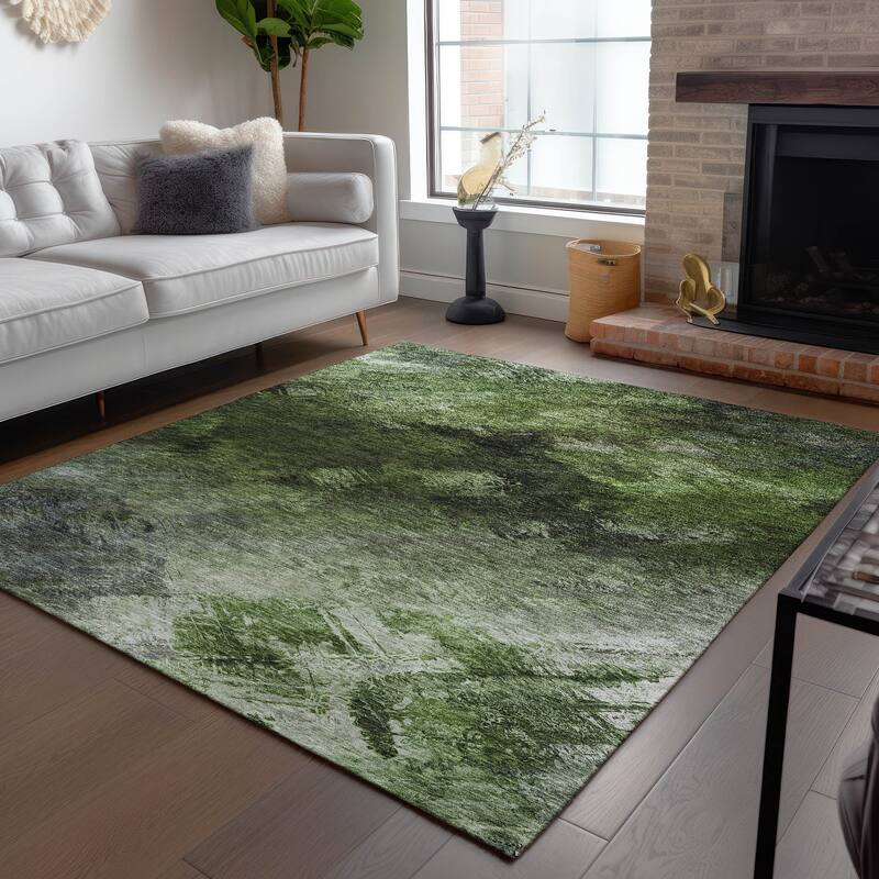 Machine Washable Indoor/ Outdoor Chantille Abstract Watercolor Rug