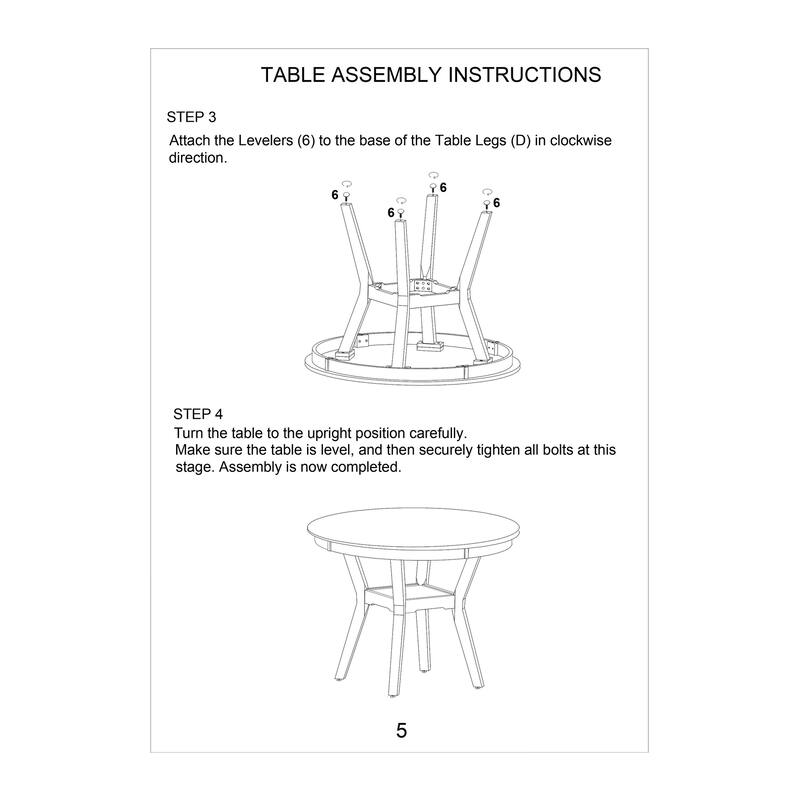 5 Piece Round Dining Table Set, Kitchen Dining Room Furniture Set with Dining Table and 4 Upholstered Side Chairs