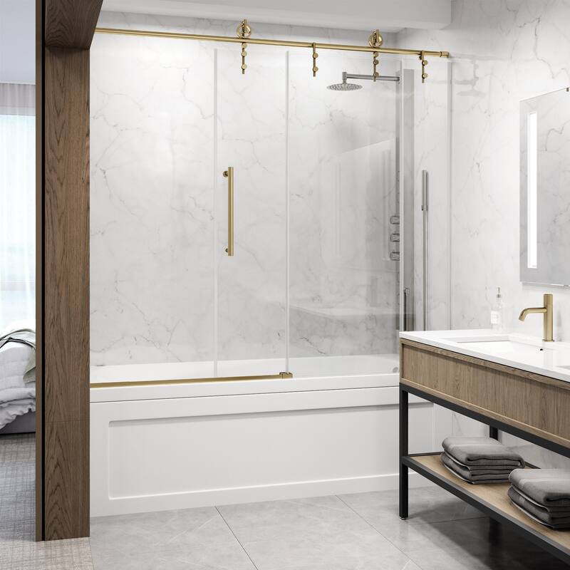 VIGO Hamilton 56" to 60" W x 68" H Frameless Sliding Tub Door