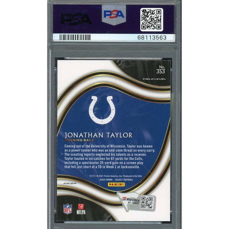Jonathan Taylor 2020 Panini Select Silver Prizm Rookie Card #353 Auto PSA 9 - 8'6" x 11'6"