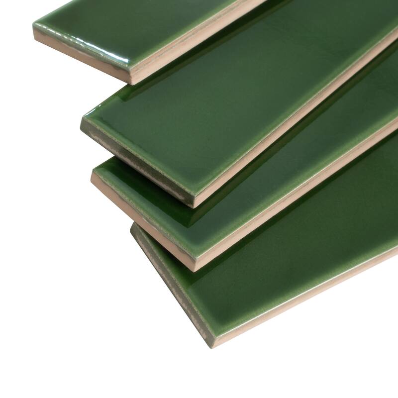 Apollo tile 2" x 16" Horizonte Glossy Forest Green Ceramic Tile (10.76 sq ft/case) - 50 Pack