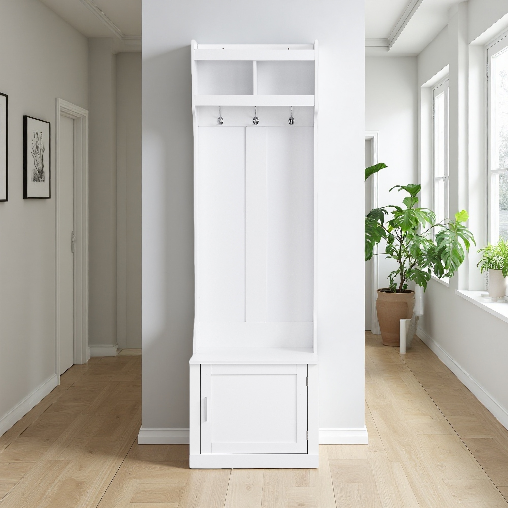 78.7"H Slim Hall Tree with Storage Bench