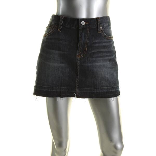Shop Jean Shop Womens Blair Denim Skirt Raw Hem Whisker Wash 28