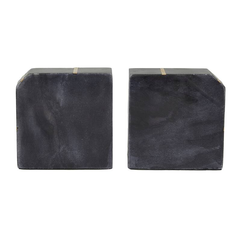 CosmoLiving by Cosmopolitan White Marble 8 lbs Geometric Decorative Bookends with Gold Inlay (Set of 2)