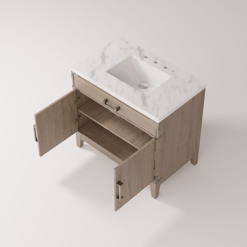 Laurel Bath Vanity with Carrara Marble Top and Sink