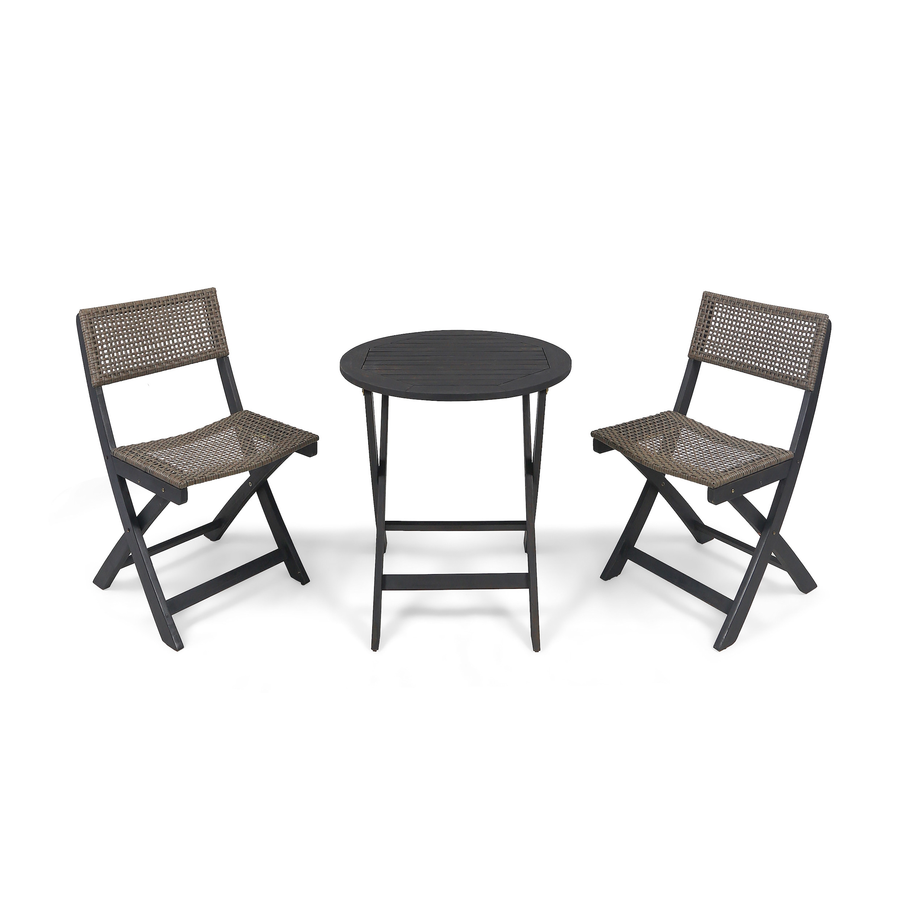 Mcclaskey outdoor wicker foldable 3 piece bistro best sale set