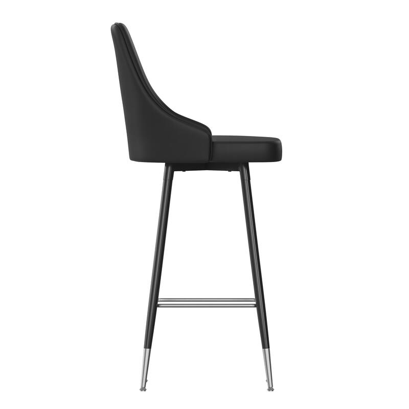Commercial LeatherSoft Bar Height Stool with Metal Feet & Footrests - 2 Pack - 18.5"W x 20"D x 43.25"H