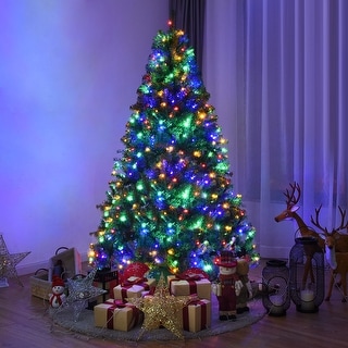 Costway 6Ft Pre-Lit Artificial Christmas Tree Hinged 350 LED Lights - 6 ...