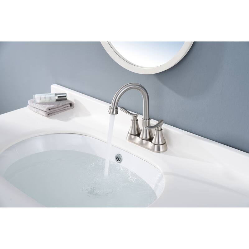 4 Inch Centerset Bathroom Sink Faucet Dual Handle Bathroom Faucet with 360°Swivel Spout Vanity Tap with Pop Up Drain