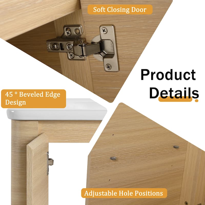 Malwee 36"/40" FreeStanding Bathroom Vanity with Sink, Floor Stand Bathroom Vanity with Soft Close Door and Adjustable Shelf