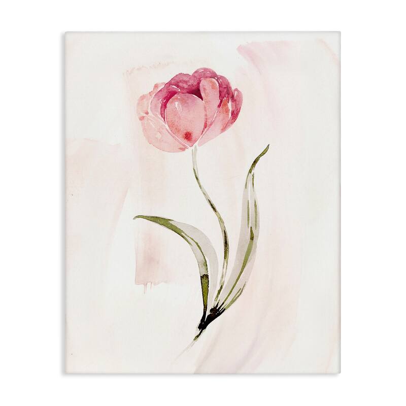 Stupell Pink Blossom with Leaves Canvas Wall Art Design By Kristen Brockmon - 24 x 30